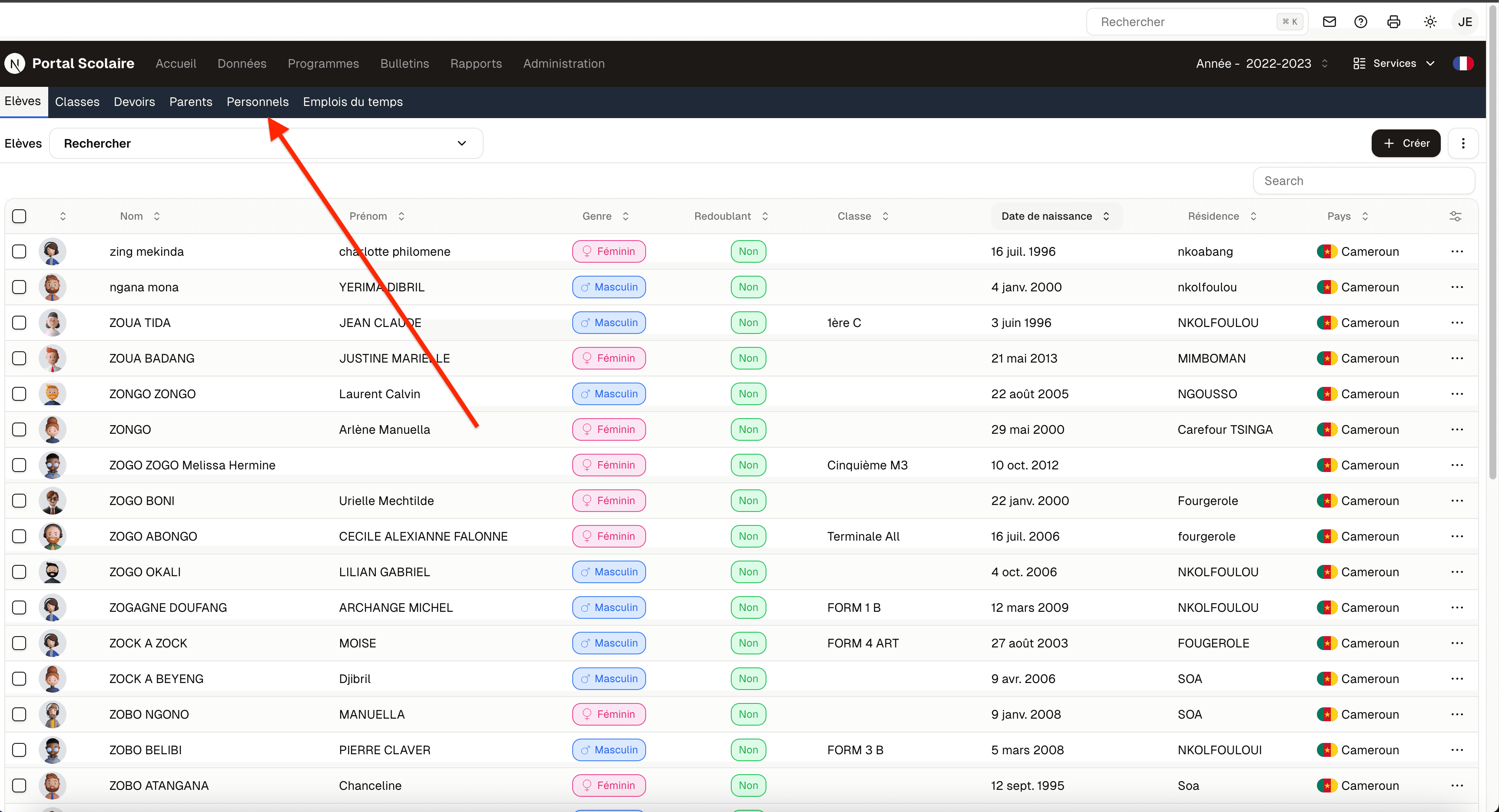 Tableau de bord Discolaire